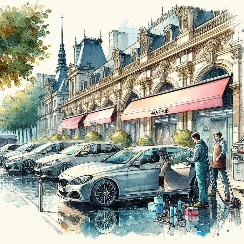 Femme souriante utilisant WashLib pour réserver un nettoyage voiture en centre ou à domicile